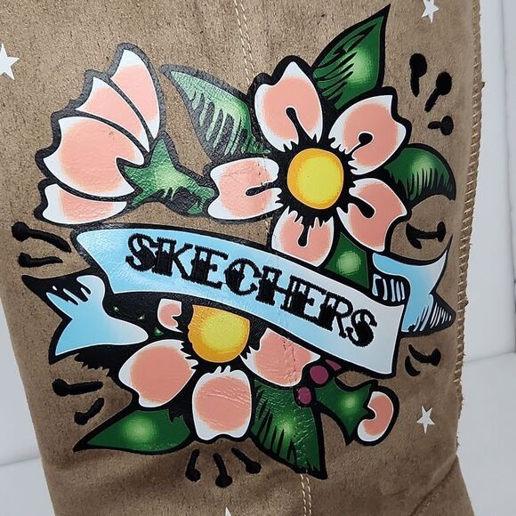 Sketchers, tall floral/stars print suede boots. - Picture 8 of 8